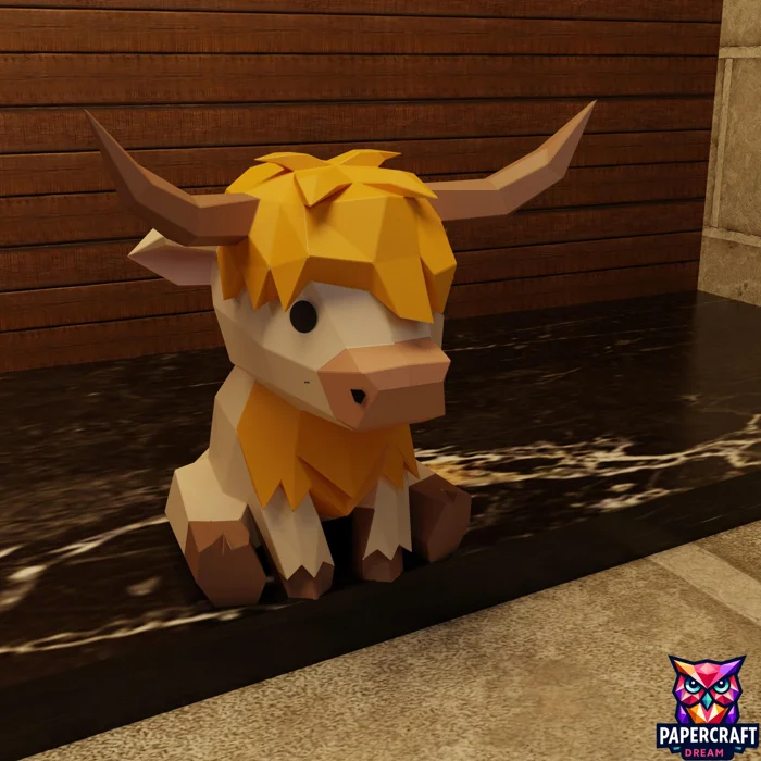 highland cow valentine papercraft template highland cow valentine papercraft template